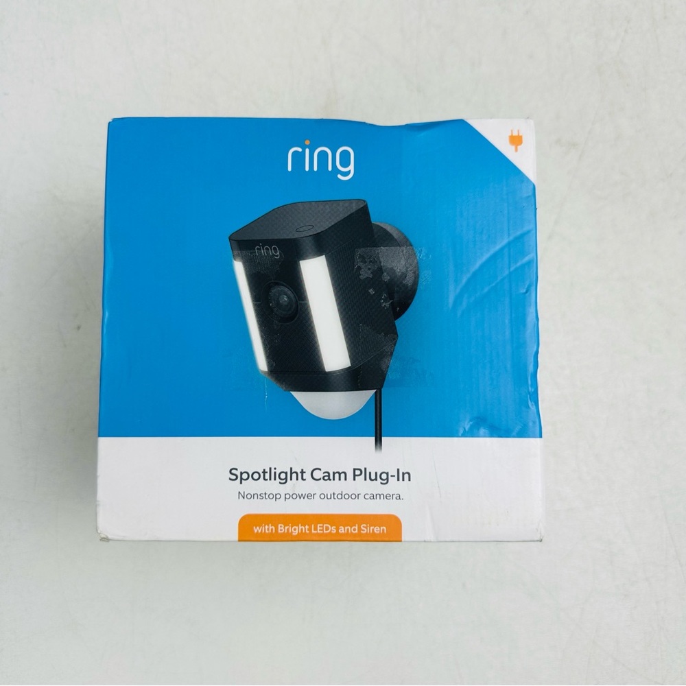 Ring Spotlight Camera Wired (Plug-In) Black Outdoor Motion Sensing Night Vision